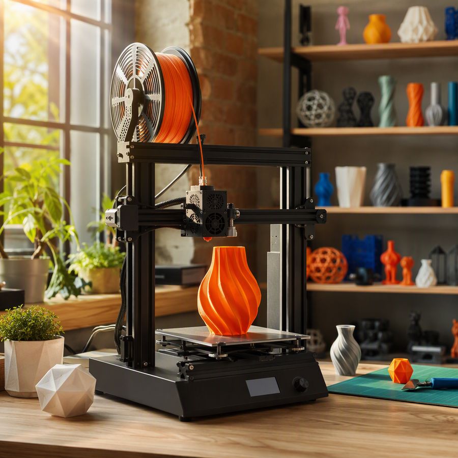 同学们围着 3D 打印机上课的场景